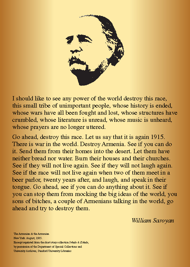 William Saroyan quote on the Armenian people
